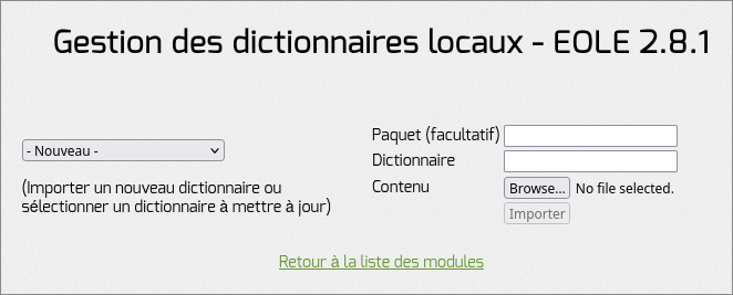 Formulaire d’ajout d’un dictionnaire local